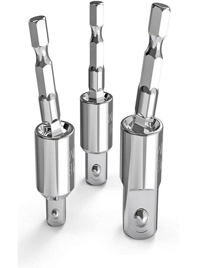 NityaEcommerce محول دوار سداسي لمفك براغي الصدمات من نيتيا إيكوميرس، مقاس 1/4 بوصة، مجموعة محول مقبس مثقاب كهربائي إلى محول مقبس مربع، 1/4 بوصة، 3/8 بوصة، 1/2 بوصة، 3 قطع - Image 3